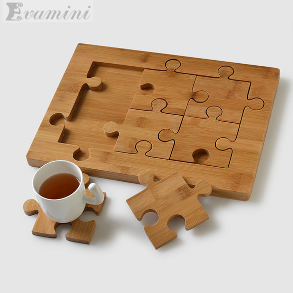 1+6pcs Creative Puzzle Coasters KungFu Tea Set