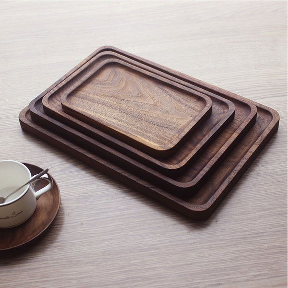 Black Walnut Wood Rectangular Tableware Serving Tray