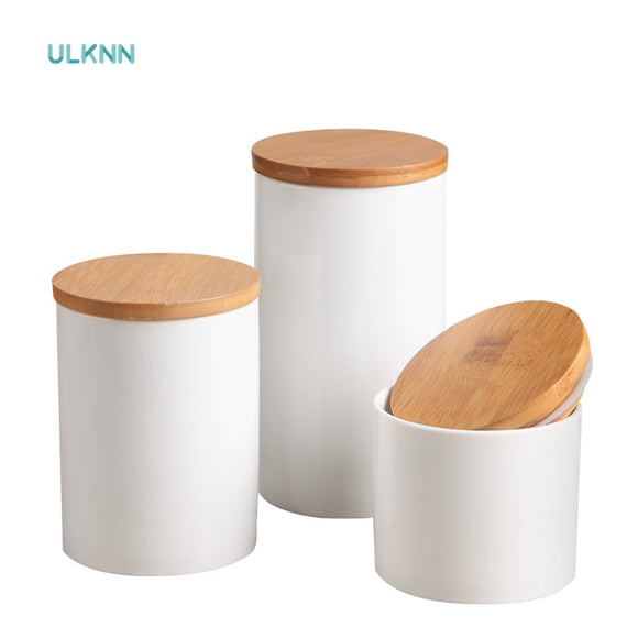Japan Style Ceramic Airtight Container Creative Bamboo Cover