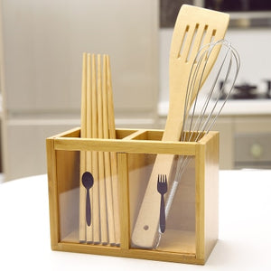 Multifunctional Bamboo Racks Lek Spoon Chopsticks Storage Box