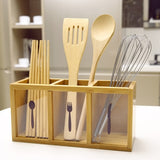 Multifunctional Bamboo Racks Lek Spoon Chopsticks Storage Box