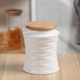 Japan Style Kitchen Ceramic Airtight Container Bamboo Cover