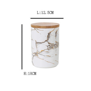 European Style Marble Pattern Ceramic Storage Tank Organization Jar