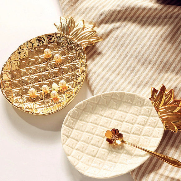 Creative Gold Pineapple Ceramic Storage Tray