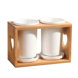 Creative Ceramic Porcelain Wood Chopsticks Double Storage