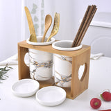 European Style Marble Pattern Ceramic Chopsticks Storage