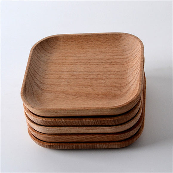 12.8*12.8cm Square Wooden Tray Dinner Plate