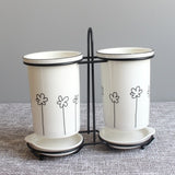 Ceramic Chopsticks Tube Tableware Storage Set