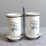 Ceramic Chopsticks Tube Tableware Storage Set