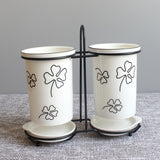 Ceramic Chopsticks Tube Tableware Storage Set