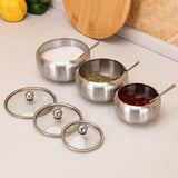 Stainless Steel Sugar Bowl with Clear Lid and Sugar Spoon