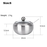 Stainless Steel Sugar Bowl with Clear Lid and Sugar Spoon