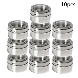 10pcs/set Clear Lid Magnetic Spice Tin Jar