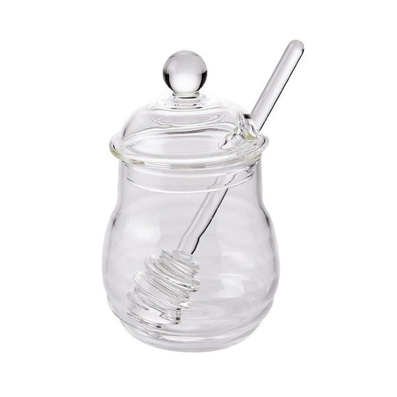 300ml Safe Glass Honey Pot With Stirring Rod Durable
