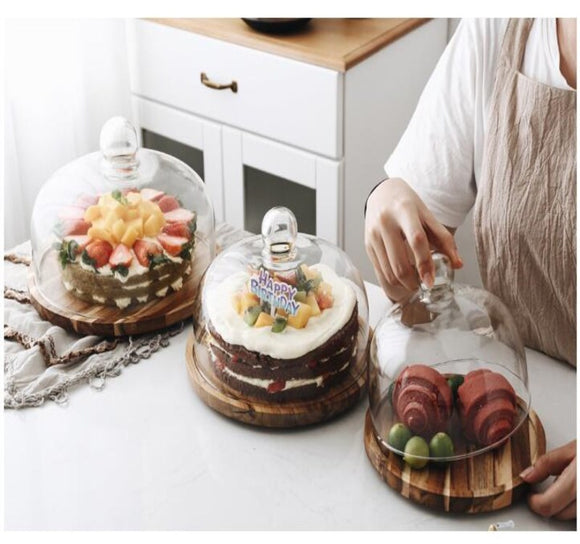 1pcs/Glass Transparent Cover Cake Plate