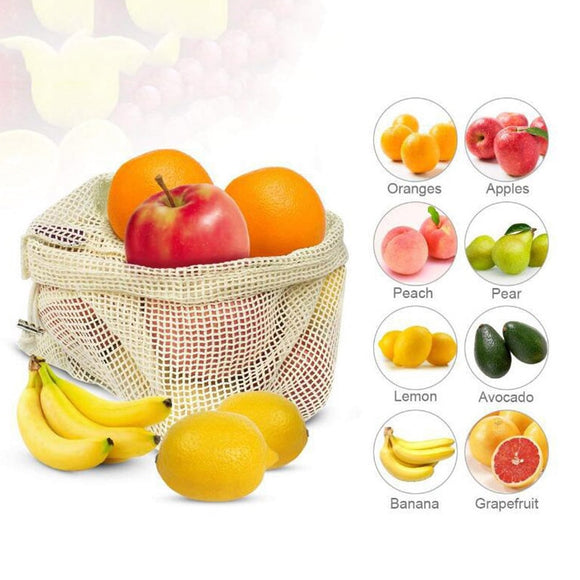 Reusable Fruit&Vegetable Bag Eco Friendly Cotton Mesh Pouch Storage Bag B
