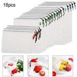 18pcs Reusable Vegetable Fruit Mesh Storage Bag