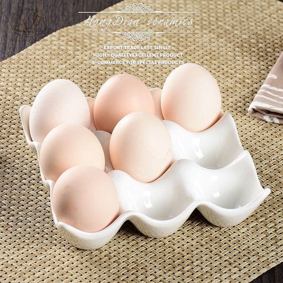 Creative Ceramic 9 Grid Egg Tray