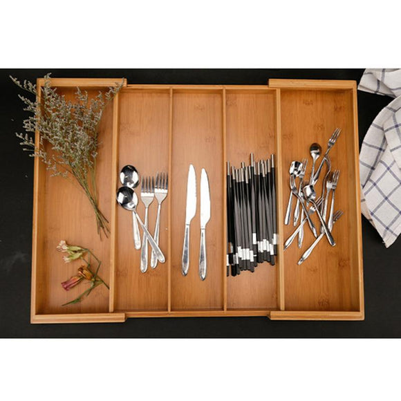 Expandable Cutlery Bamboo Drawer Organizer