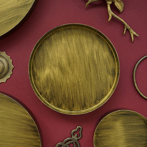Retro Round Golden Metal Tray