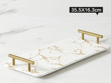Luxury Marbled Rectangular Ceramic Tray