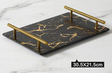 Luxury Marbled Rectangular Ceramic Tray