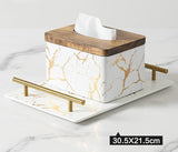 Luxury Marbled Rectangular Ceramic Tray
