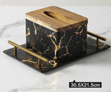 Luxury Marbled Rectangular Ceramic Tray