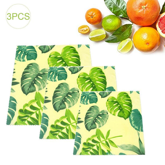 3PCs Beeswax Food Wrap Fresh Cloth Instead Of Cling Film Reusable