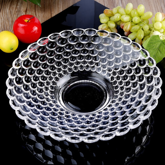 12'' Beads Relief Glass Fruit Plate Decorative Round Cake Tray