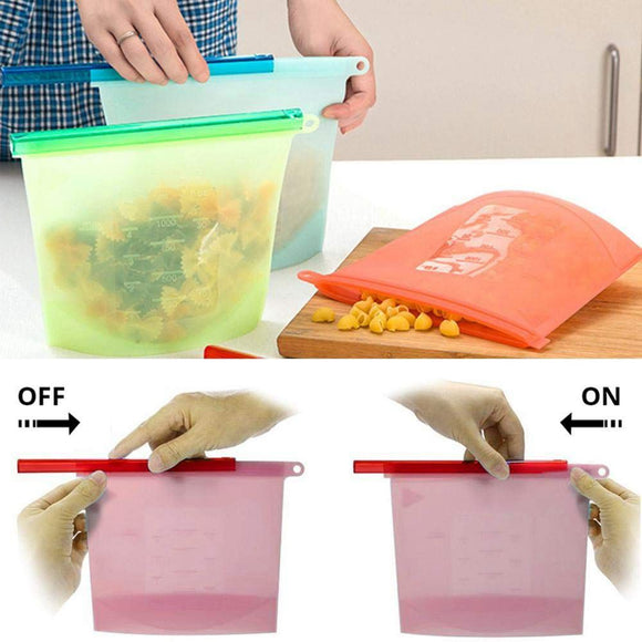 6 pcs Reusable Produce Silicone Food Storage Bags