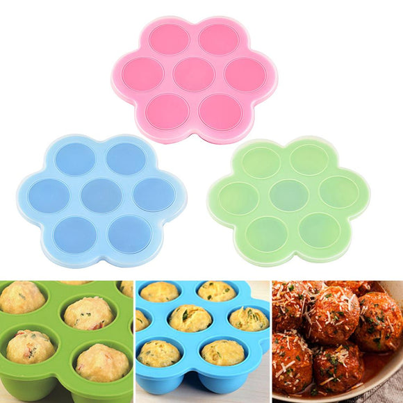 7 Slot Silicone Reusable Ice Cube Tray Mold Dessert Molds Storage Box Container