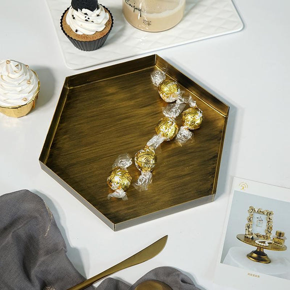 Vintage Gold Hexagon Storage Tray