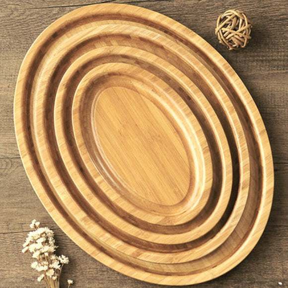 Creative Oval Bamboo Cup Tray