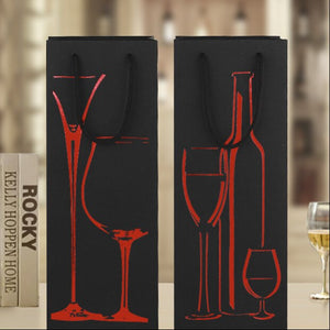 Black Cardboard Print Wine Paper Bag